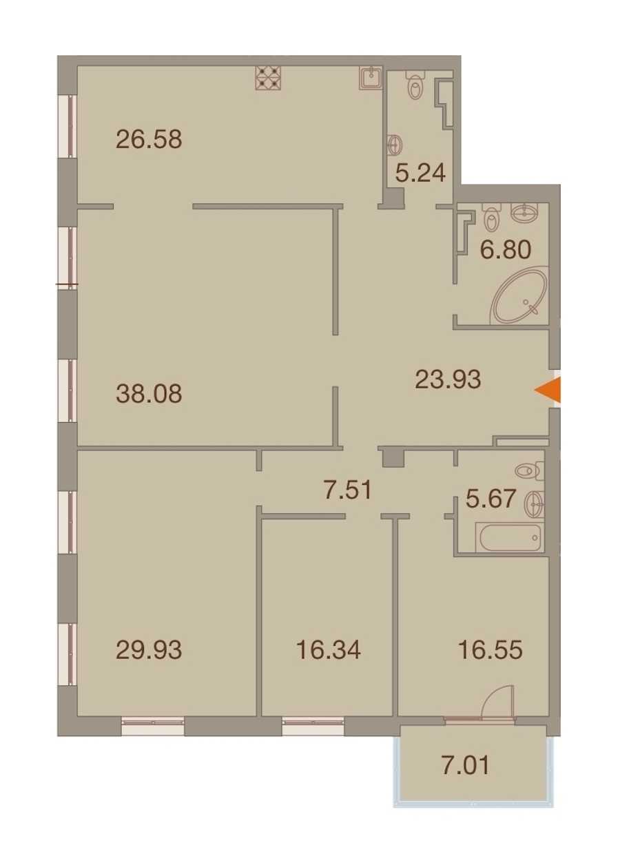 Четырехкомнатная квартира в : площадь 180.14 м2 , этаж: 6 – купить в Санкт-Петербурге